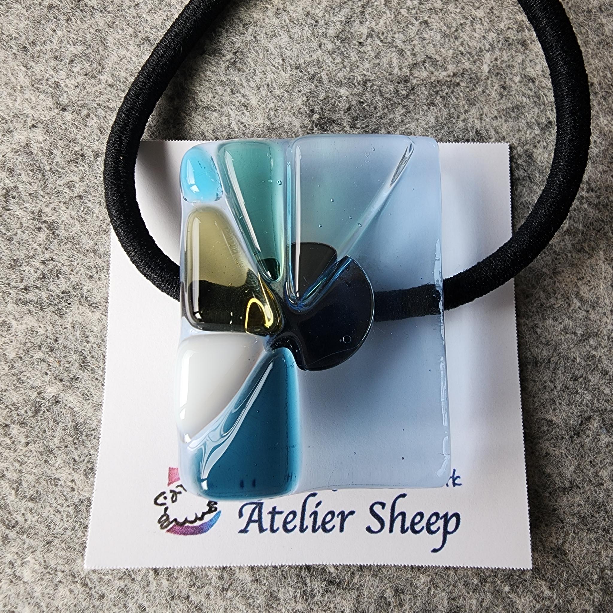 モザイクガラスのヘアゴム（１点もの）裏研磨仕上げ