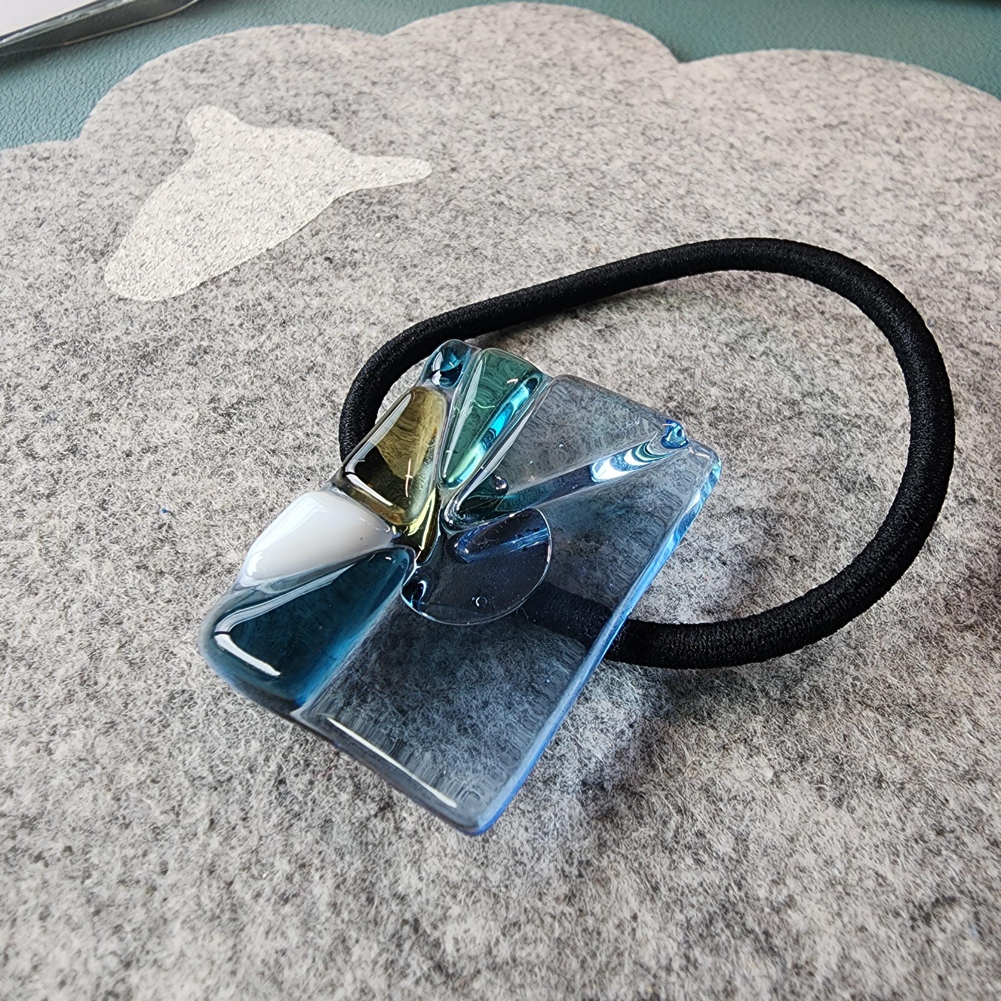 モザイクガラスのヘアゴム（１点もの）裏研磨仕上げ | 3枚目