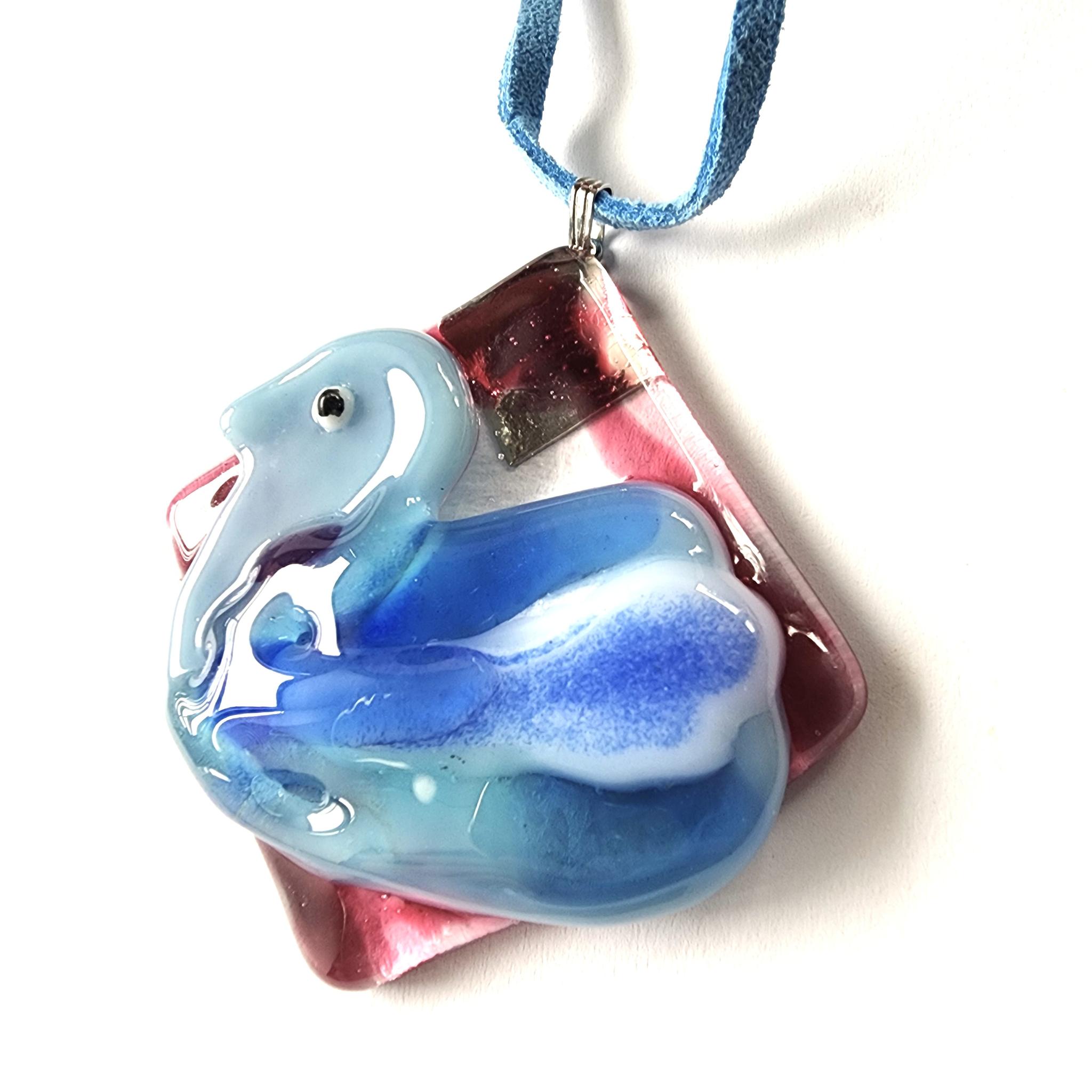 ガラスの鳥のペンダント（1点もの）